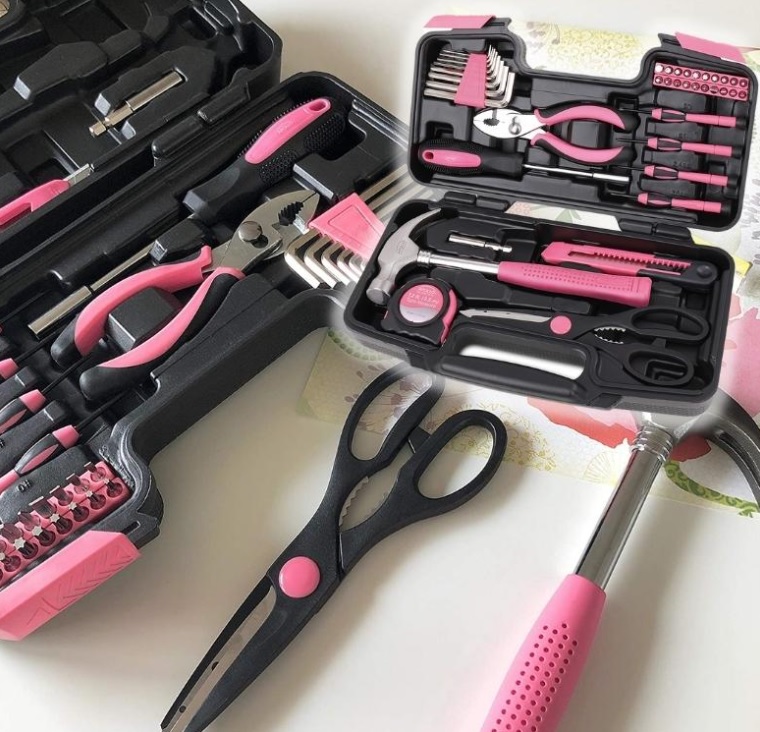Conjunto de ferramentas domésticas Apollo Tools, 39 peças, rosa