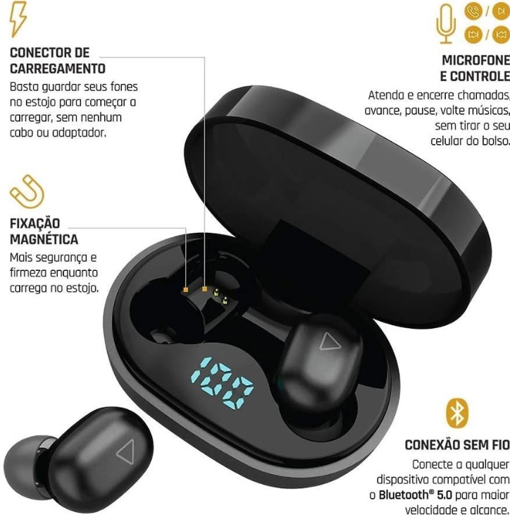 Fone de Ouvido Bluetooth Sem Fio TWS Air PRO Go i2GO com Estojo de Carregamento – i2GO PRO