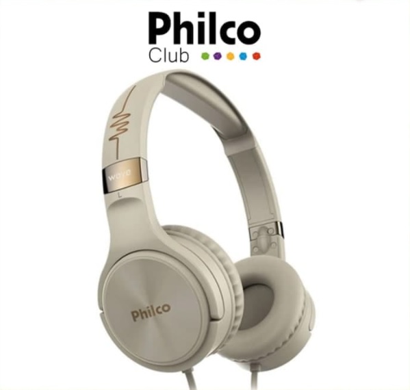 Fone de ouvido, PFO02G com Cabo Flat emborrachado, Concha almofadada, Bege/Rose Gold, Philco