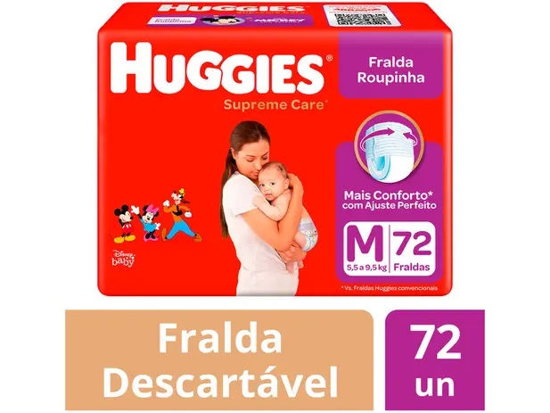 Fralda Huggies Supreme Care Roupinha M – 72 fraldas