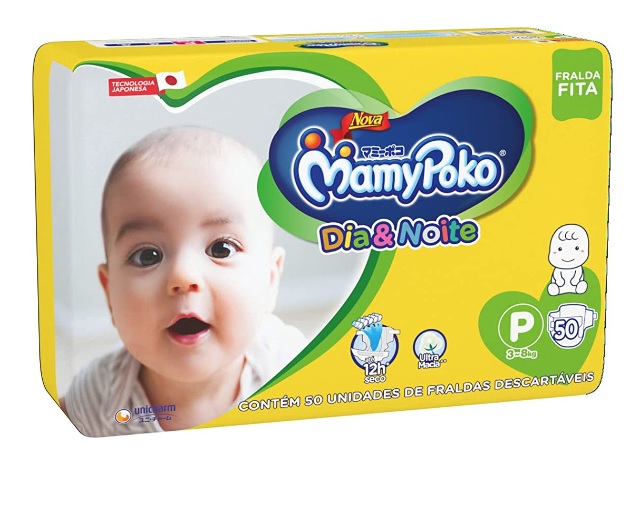 Fralda Infantil Mamypoko com 50 Dia/Noite Fita P, MAMYPOKO, Branco