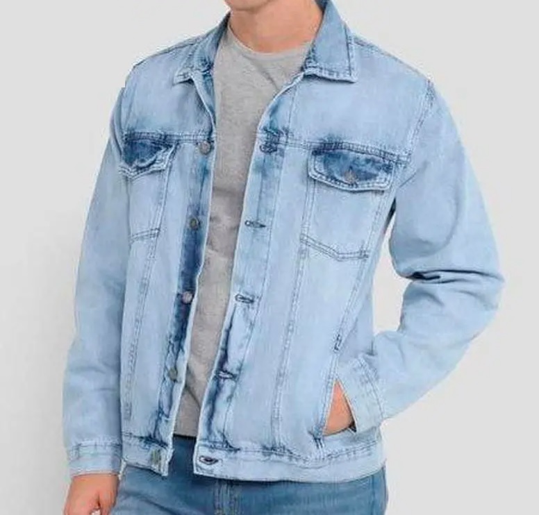 Jaqueta Jeans Grifle Estonada Bolsos Masculina