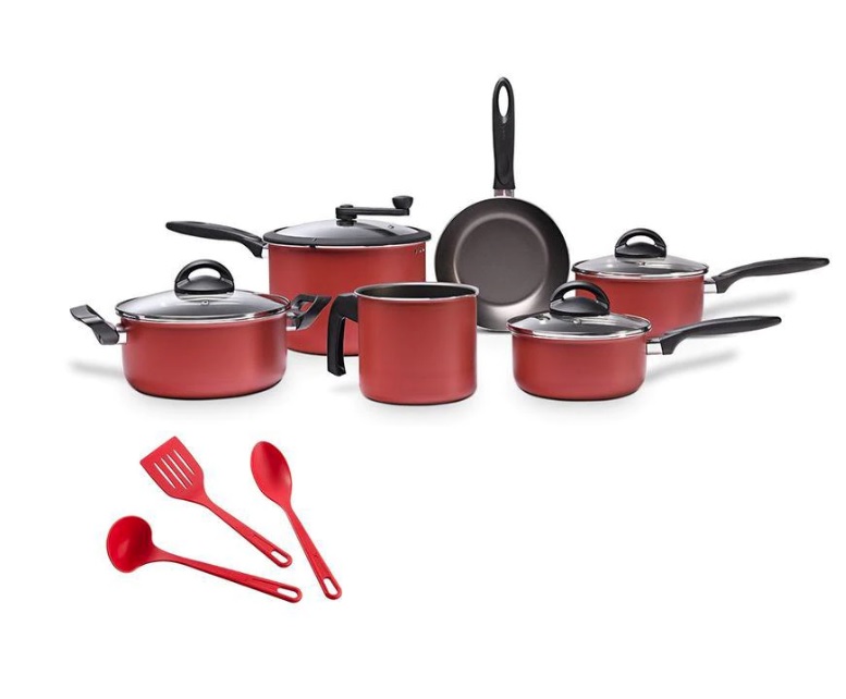 Jogo de Panelas Brinox Chilli 6 Peças Com Pipoqueira Cereja + Colheres