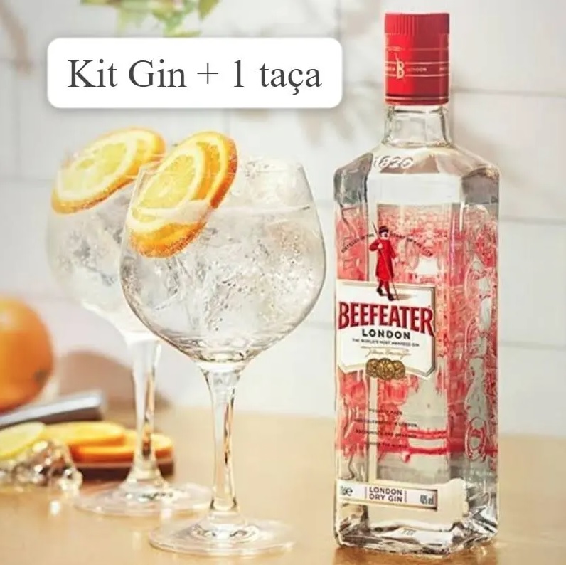 Kit Gin Beefeater Dry 750ml + Taça de Vidro 550ml