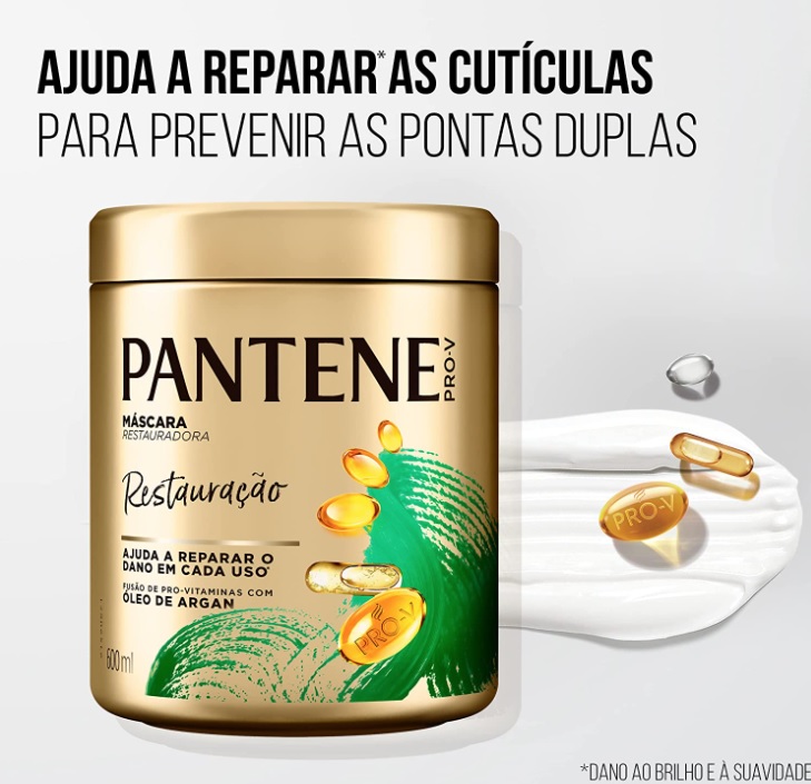 Máscara Capilar Restauração, com Óleo de Argan, Máscara Restauradora, Tratamento Capilar, 600 ml – Pantene