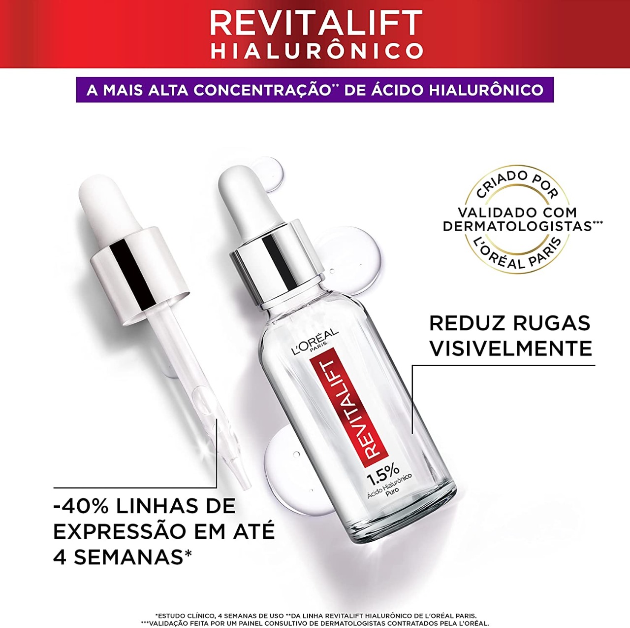 Sérum Preenchedor Facial Anti-idade L’Oréal Paris Revitalift Hialurônico, 15ml, Incolor