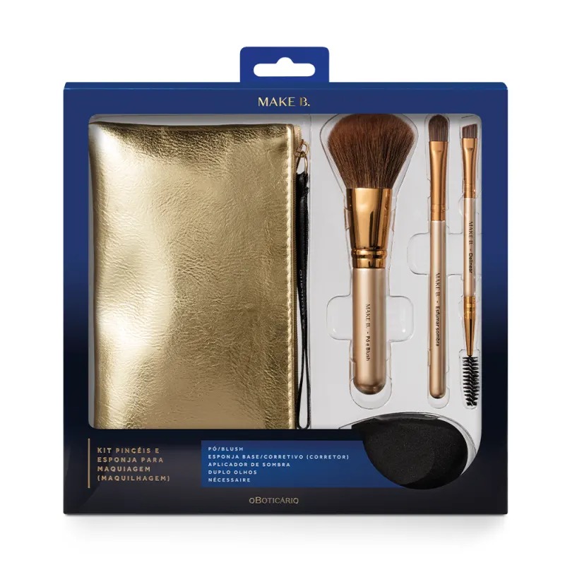 Kit Pincéis e Esponja para Maquiagem Make B.