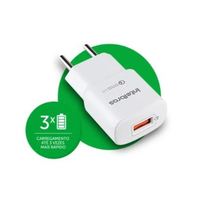 Carregador USB Ec1 Quick Branco, Até 3X Mais Rápido
