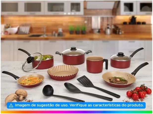 Jogo de Panelas Tramontina Antiaderente – de Alumínio Vermelho 10 Peças Turim