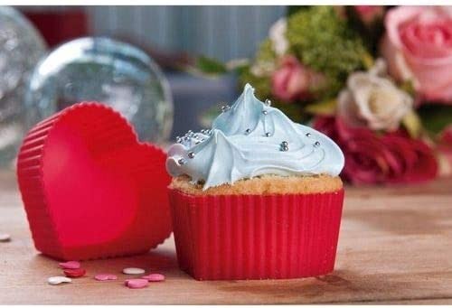 Kit 6 Forminhas De Silicone Para Cupcake Coração Vermelho 60ml – YP1801- Yangzi