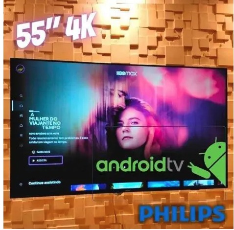 PHILIPS Android TV 55″ 4K 55PUG7406/78, Google Assistant Built-in, Comando de Voz, Dolby Vision/Atmos, VRR/ALLM, Bluetooth 5.0