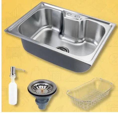 Cuba para cozinha gourmet pia aço inox com acessórios Nawa 50×40 cm pingoo.casa