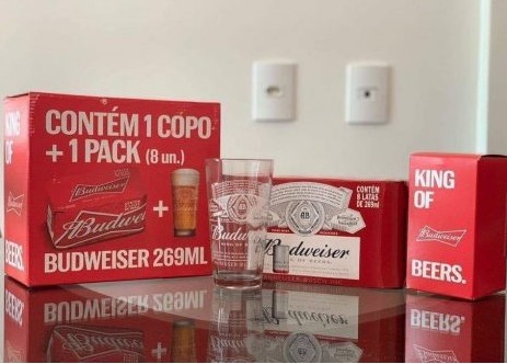 KIT BUDWEISER 269 ML 8 UN + COPO 350ML VIDRO 1 UN