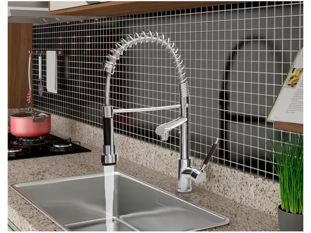 Torneira para Cozinha Gourmet Dupla de Mesa – com Monocomando Cromada Nell AM-2679