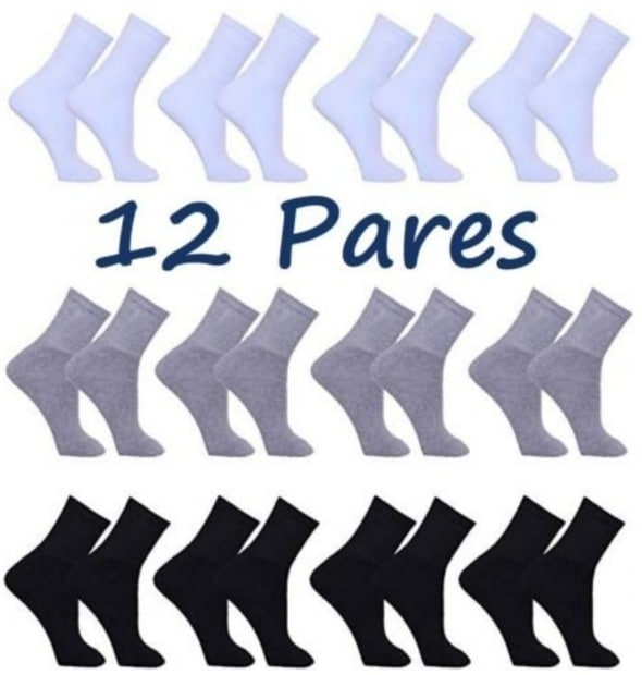 Meia Masculina Kit 12 Pares Cano Alto Sport Algodão Tamanho 39 a 43