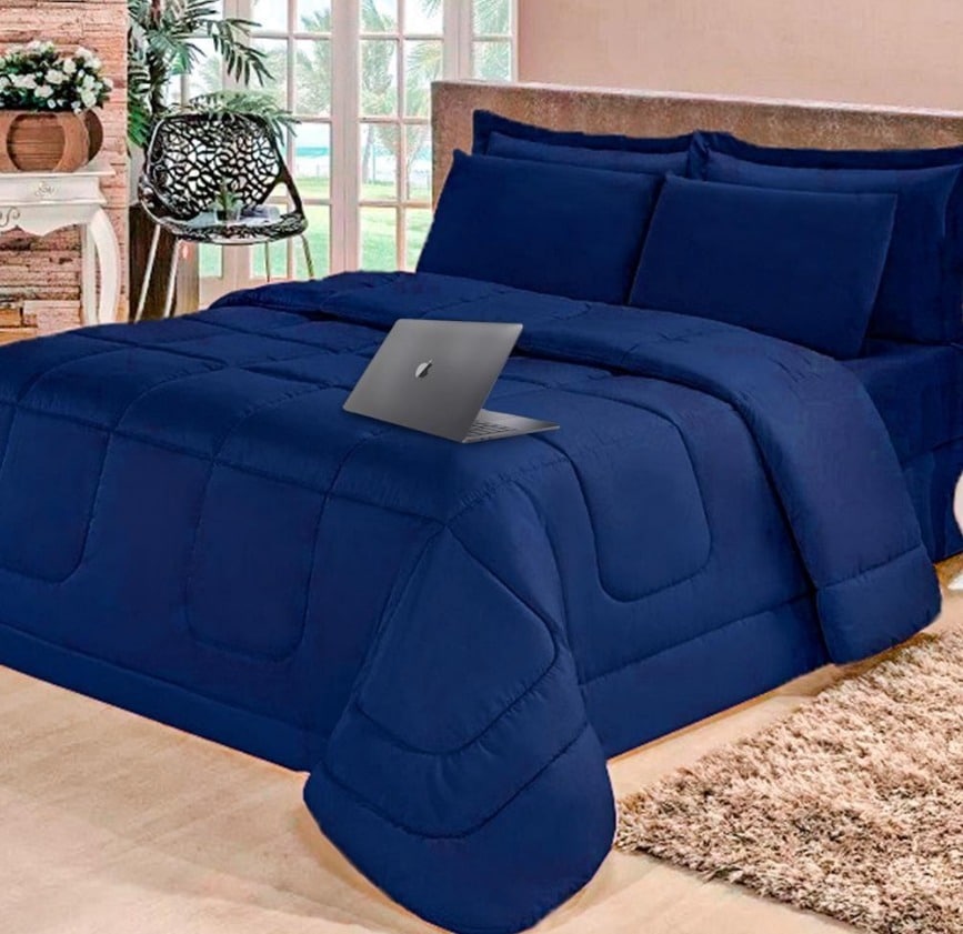 Jogo de cama Casal 6 peças com Edredom e Lençol Casa Dona