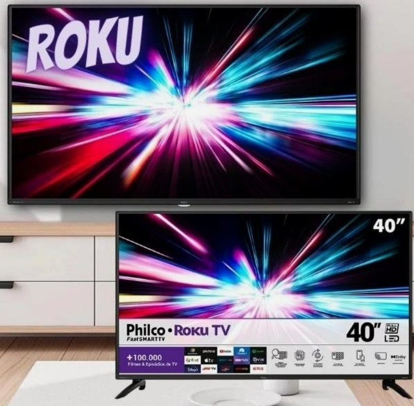 Smart TV LED 40″ Full HD Philco PTV40G65RCH Roku TV com Dolby Audio, Mídia Cast e Processador Quad-core