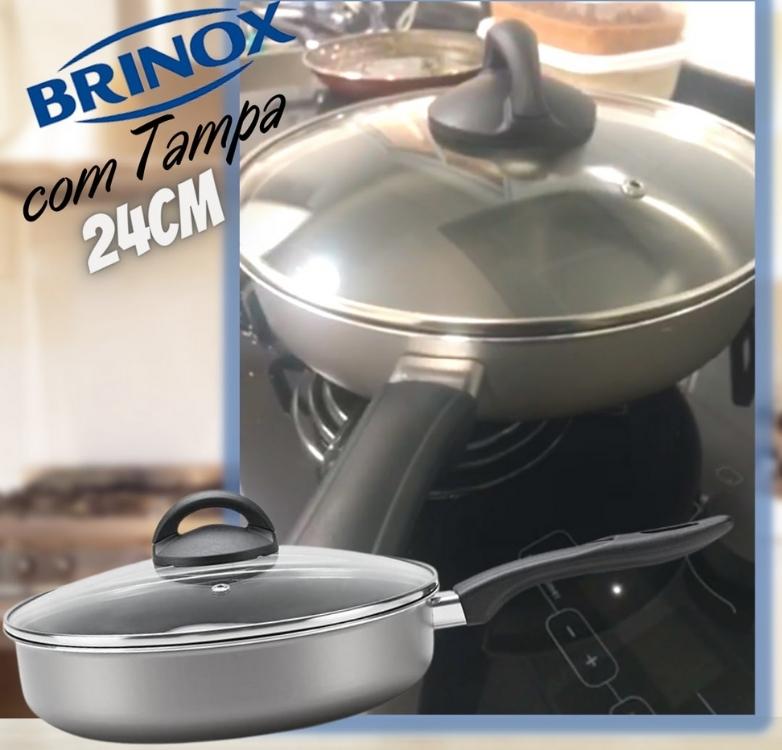 Frigideira Alta com Tampa, Chilli, 24cm, Prata, Brinox