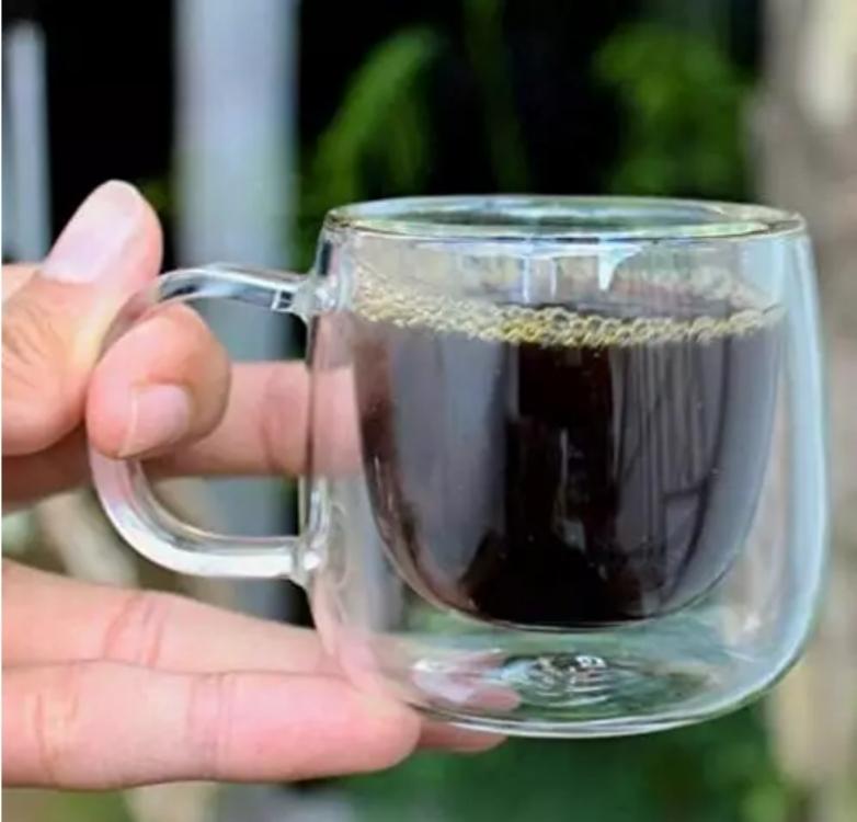 Mimo Style Par de Copos Para Café Parede Dupla Com Alça 80ml