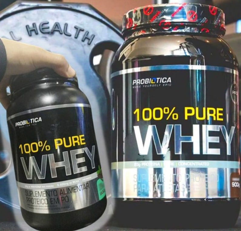 100% Pure Whey (900G) – Sabor Iogurte C/ Morango, Probiótica