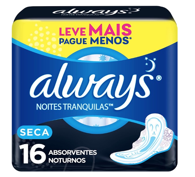 Absorvente Noturno Always Noites Tranquilas Seca com abas 16 Unidades