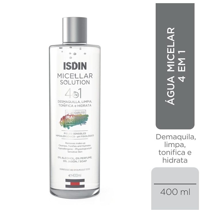 Água Micelar 4 em 1 ISDIN Micellar Solution – 400ml