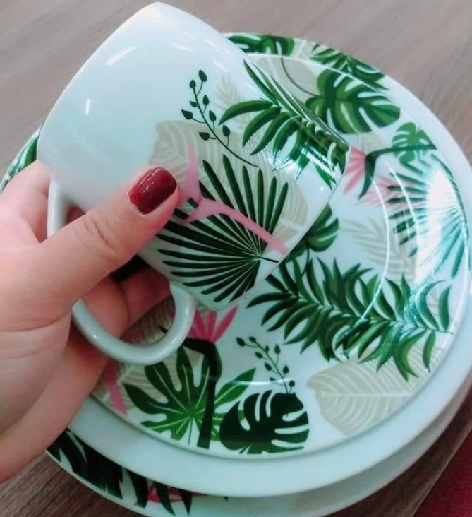 Aparelho de Jantar Jogo de Chá 16 Peças Germer – Porcelanas Redondo Floresta Urbana Capri