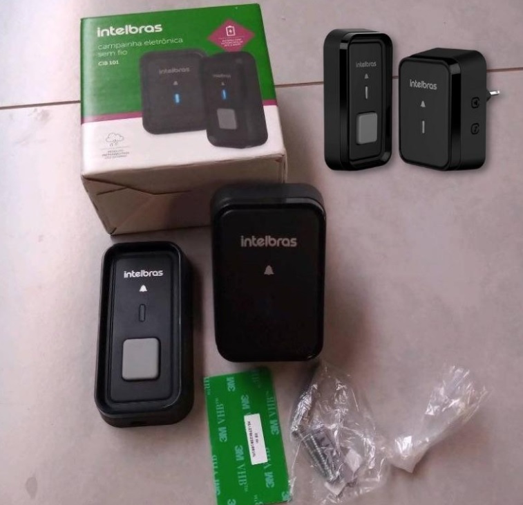 Campainha Sem Fio Com Bateria Intelbras CIB 101 Preto