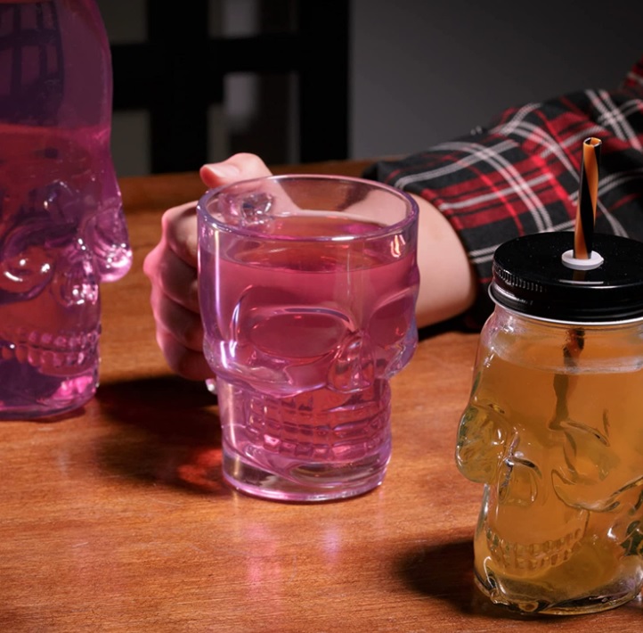 Caneca de Vidro Caveira Rock Style Lyor Transparente, 510 ml