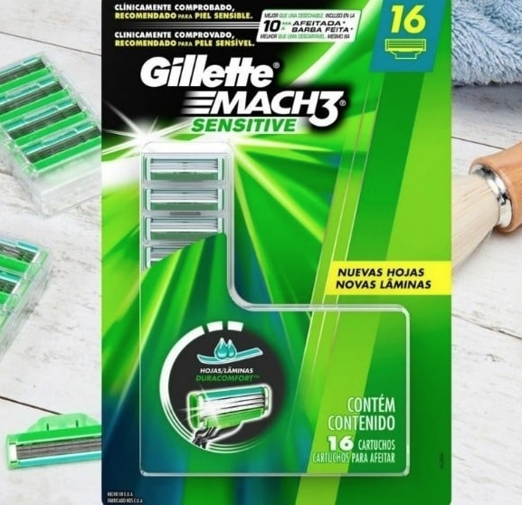 Carga para Aparelho de Barbear Gillette Mach3 Sensitive – 16 unidades