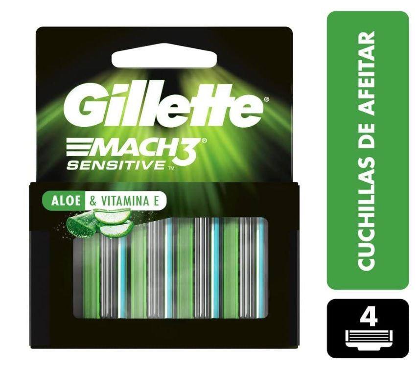 Carga para Aparelho de Barbear Gillette Mach3 Sensitive 4 unidades