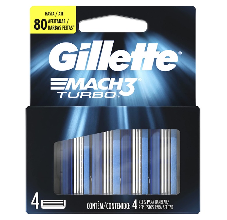Carga para Aparelho de Barbear Gillette Mach3 Turbo – 4 unidades