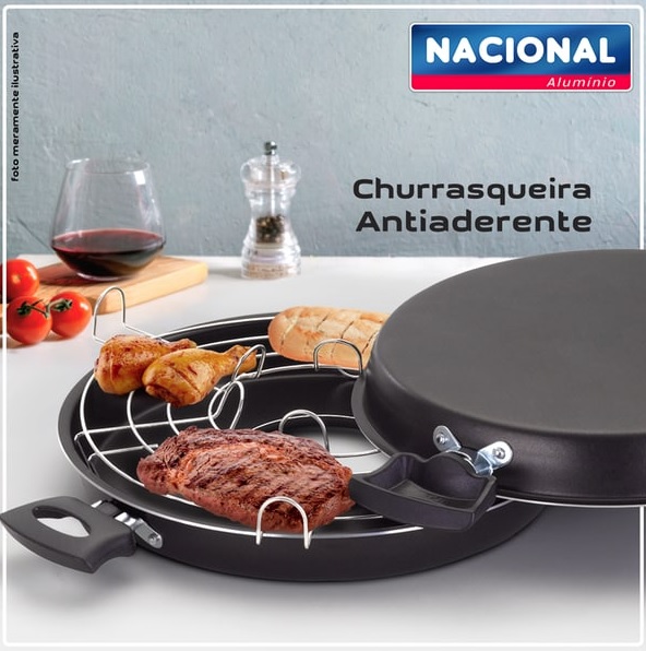 Churrasqueira de Fogão Grill Antiaderente Alumínio Nacional