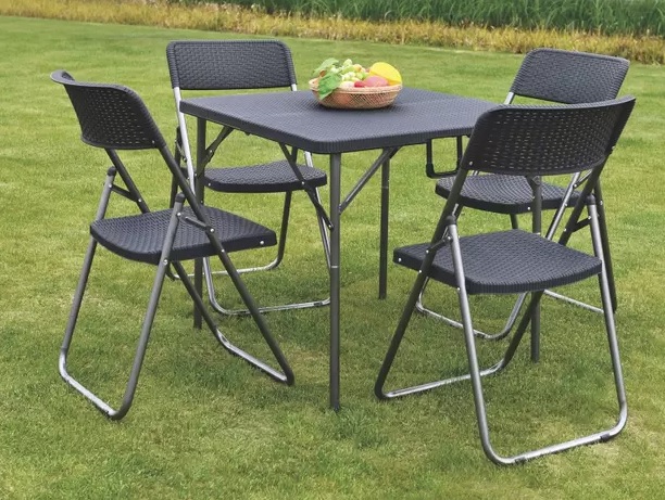 Conjunto de Mesa para Área Externa Tubo de Aço – Dobrável com 4 Cadeiras CJM-PT1 AC Comercial