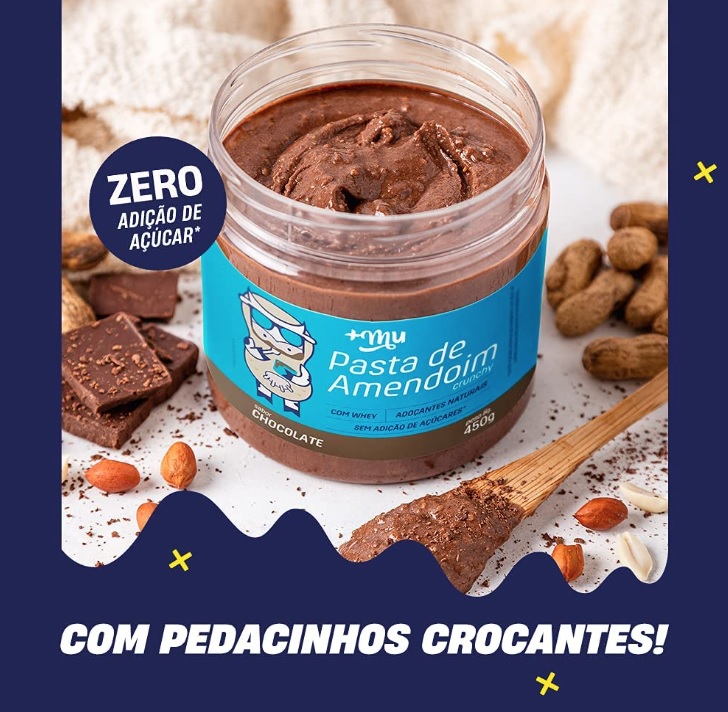 Creme de Amendoim C/ Whey – Crunchy Chocolate (450G), Mais Mu