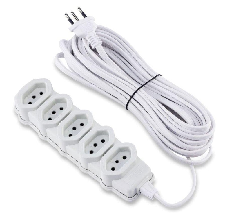 Extensao C/ Terra, 5 Tomadas, 3X0,75Mm2, 10M Br