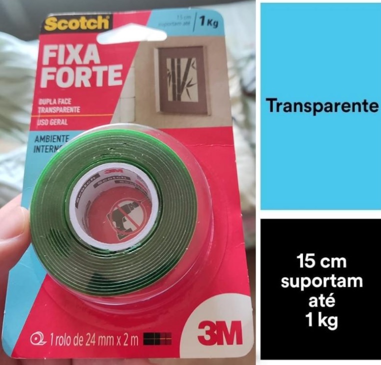 Fita Dupla Face 3M Scotch Fixa Forte Transparente – 24 mm x 2 m