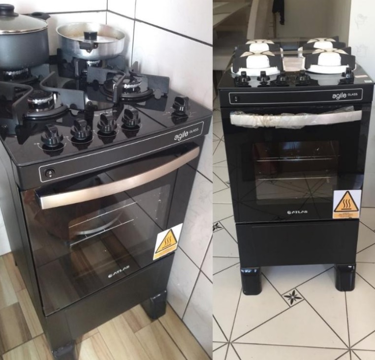 Fogão 4 Bocas Mesa de Vidro Atlas Preto – Acendimento Automático Mônaco Top Glass