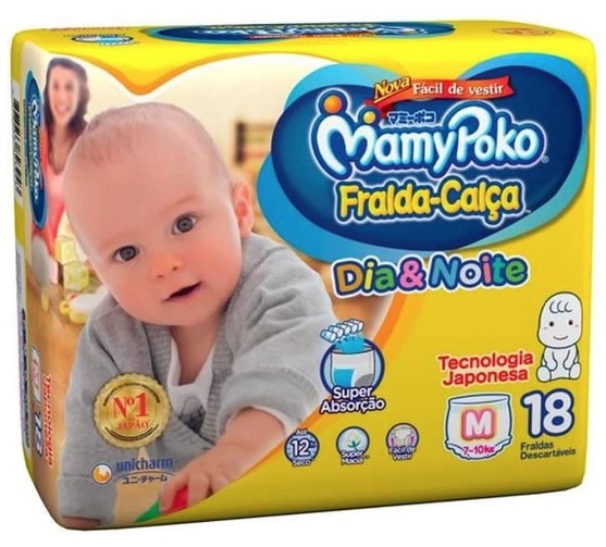 Fralda-Calça Dia & Noite MamyPoko Tamanho M, 18 unidades