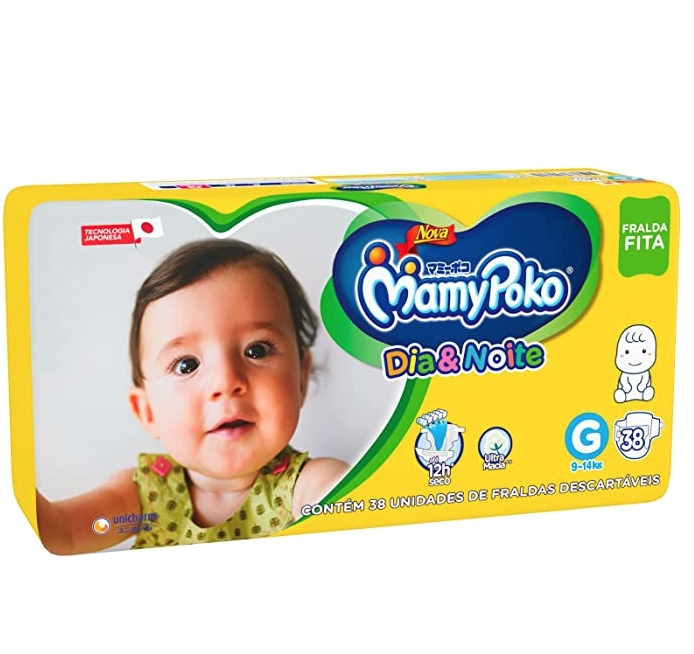 Fralda Infantil Mamypoko com 38 Dia/Noite Fita G, MAMYPOKO, Branco