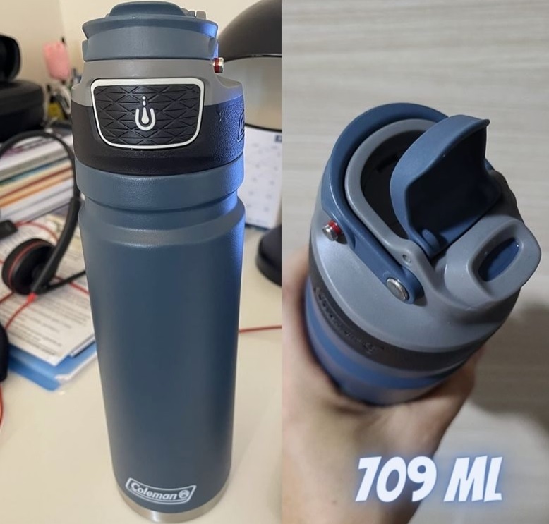 Garrafa de água de aço inoxidável isolada a vácuo Coleman FreeFlow AUTOSEAL, 709ml