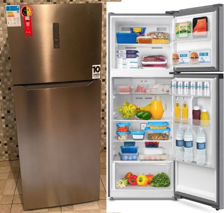 Geladeira/Refrigerador Midea Frost Free Duplex – Prata 411L MD-RT580MTA461