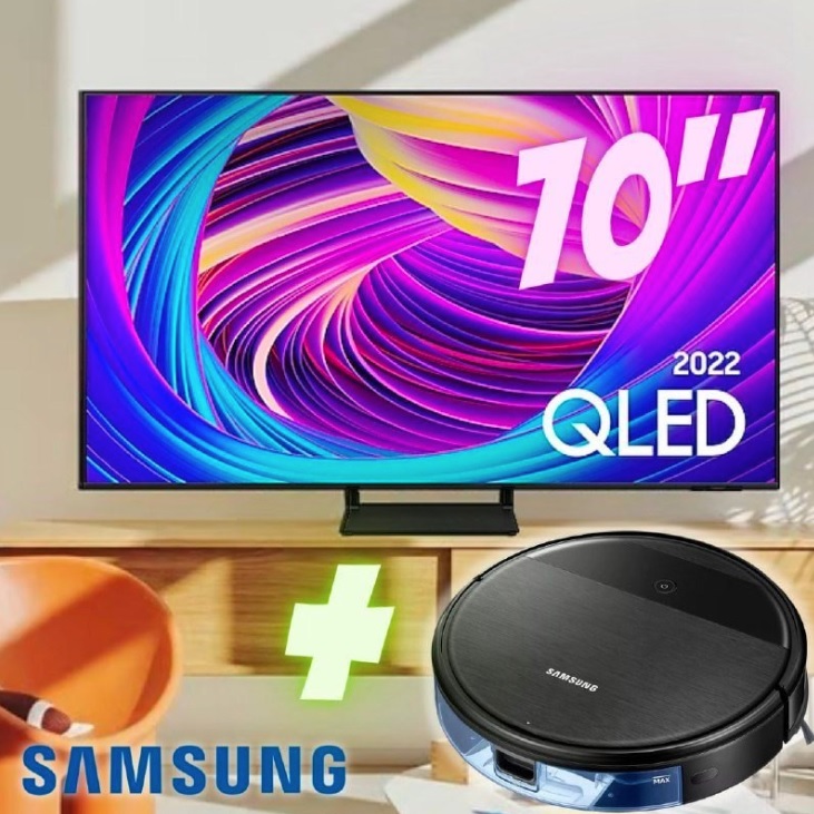 Kit Samsung Smart TV 70 qled 4K 70Q65B 2022 E Robô Aspirador 2 em 1 Samsung VR5000RM