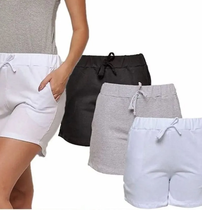 Kit com 3 Shorts de Moletom Style Feminino