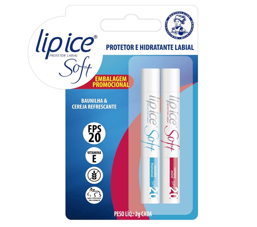 Lip Ice Protetor Labial Soft Baunilha e Cereja FPS20