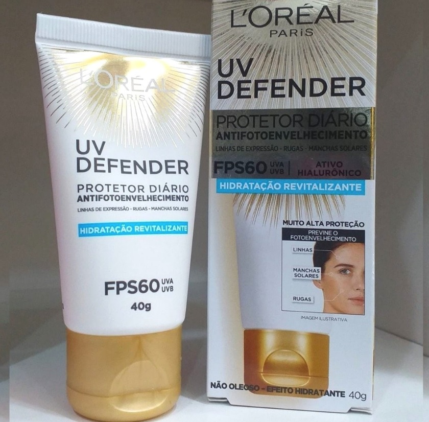 Protetor Solar Facial L’Oréal Paris UV Defender Hidratação FPS 60, 40g
