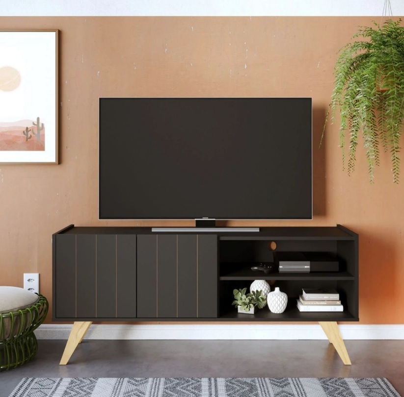 Rack para TV até 55 Polegadas 2 Portas 2 Prateleiras Space Colibri