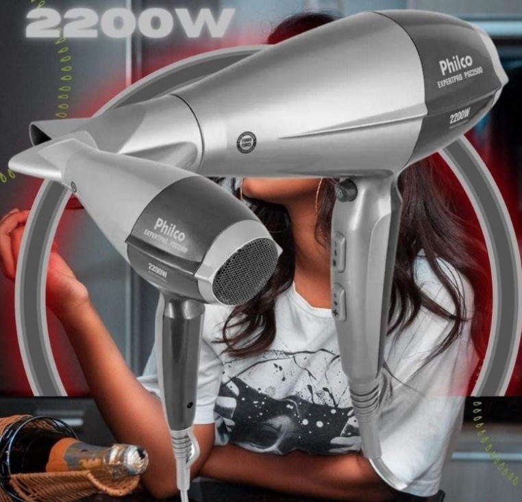 Secador de Cabelo Philco Expertpro PSC 2500 – Cinza Tourmaline Íon 2200W 2 Velocidades