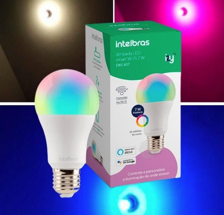 Smart Lâmpada Inteligente Intelbras EWS 407 com 16 milhões de cores Casa Inteligente Wi-Fi