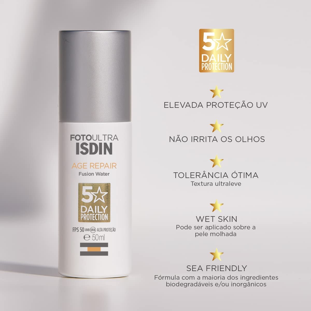 Protetor Solar Facial ISDIN Age Repair 5 Stars FPS 50 – 50ml